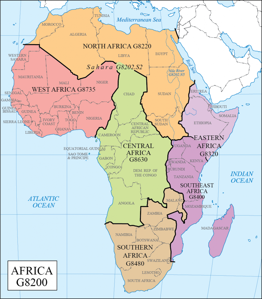 Regions Of Africa Map Regionen Von Afrika Vektor Abbildung.